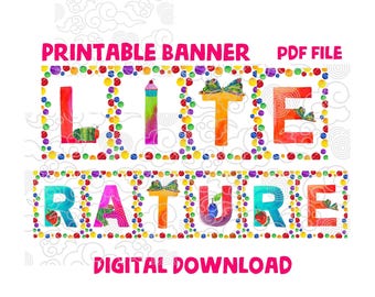 The Very Hungry Caterpillar Printable LITERATURE Banner PDF File Digital Download