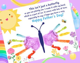 Happy Father's Day Handprint Printable Digital Download PNG Files