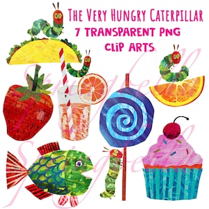 The Very Hungry Caterpillar Birthday Theme Food Clipart PNG Digital Download