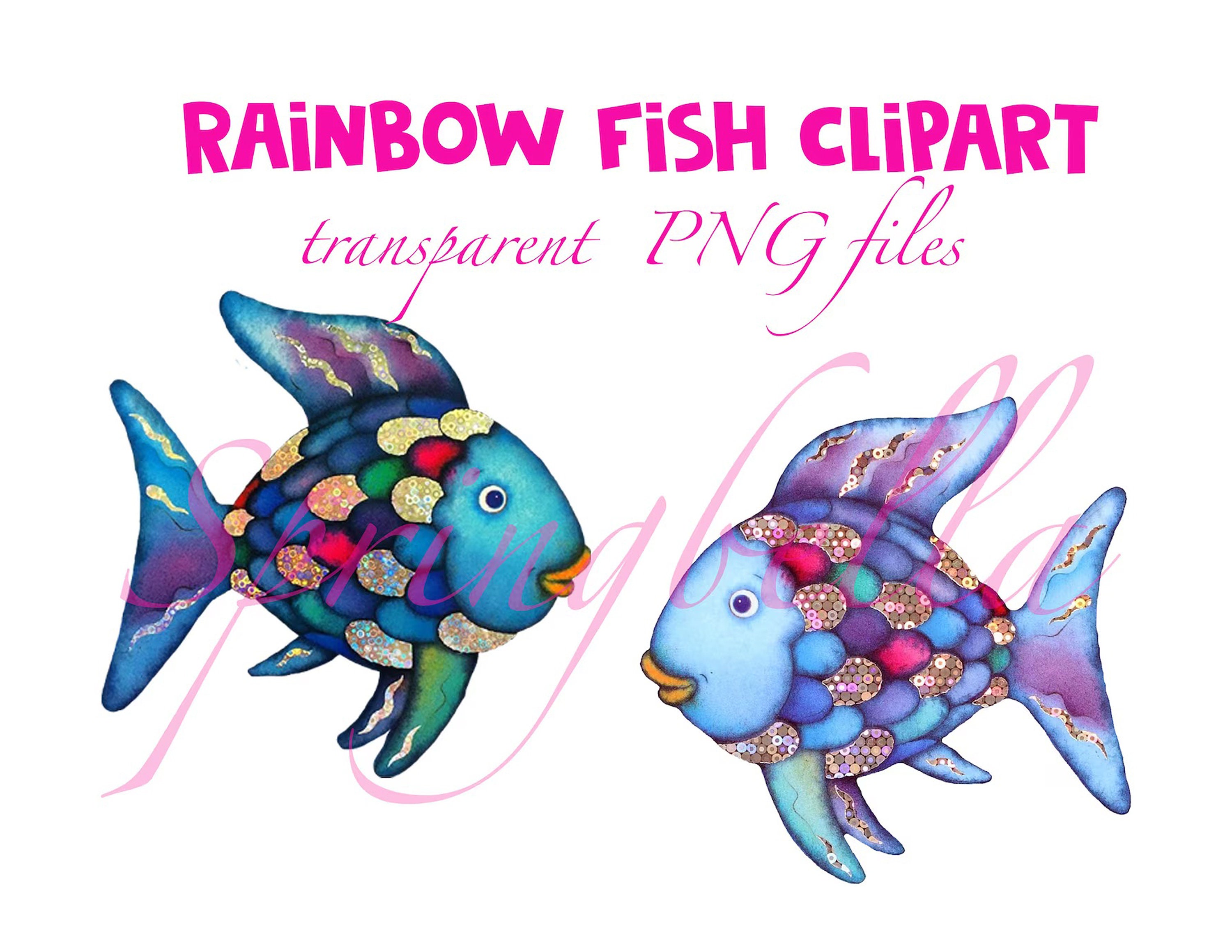 Rainbow Fish Clipart Transparent File Digital Download Etsy