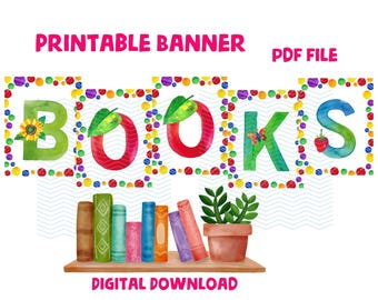 The Very Hungry Caterpillar Printable BOOKS Banner PDF File Digital Download