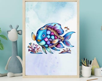 Background Less Rainbow Fish Rainbow Fish Inspired Clipart With No Background PNG Files Digital ...