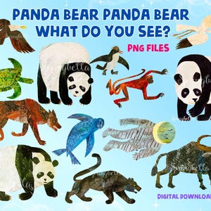 Panda Bear What do You See Clipart Set PNG No Background Digital Download