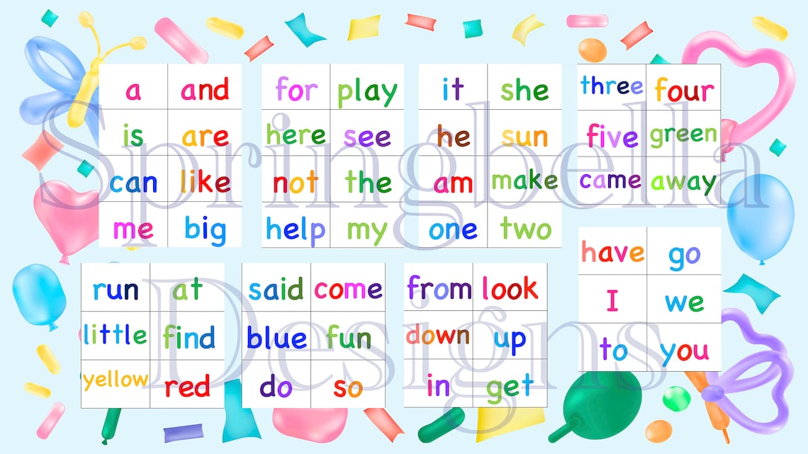 Kindergarten Printable Sight Words List and Flash Cards Digital ...