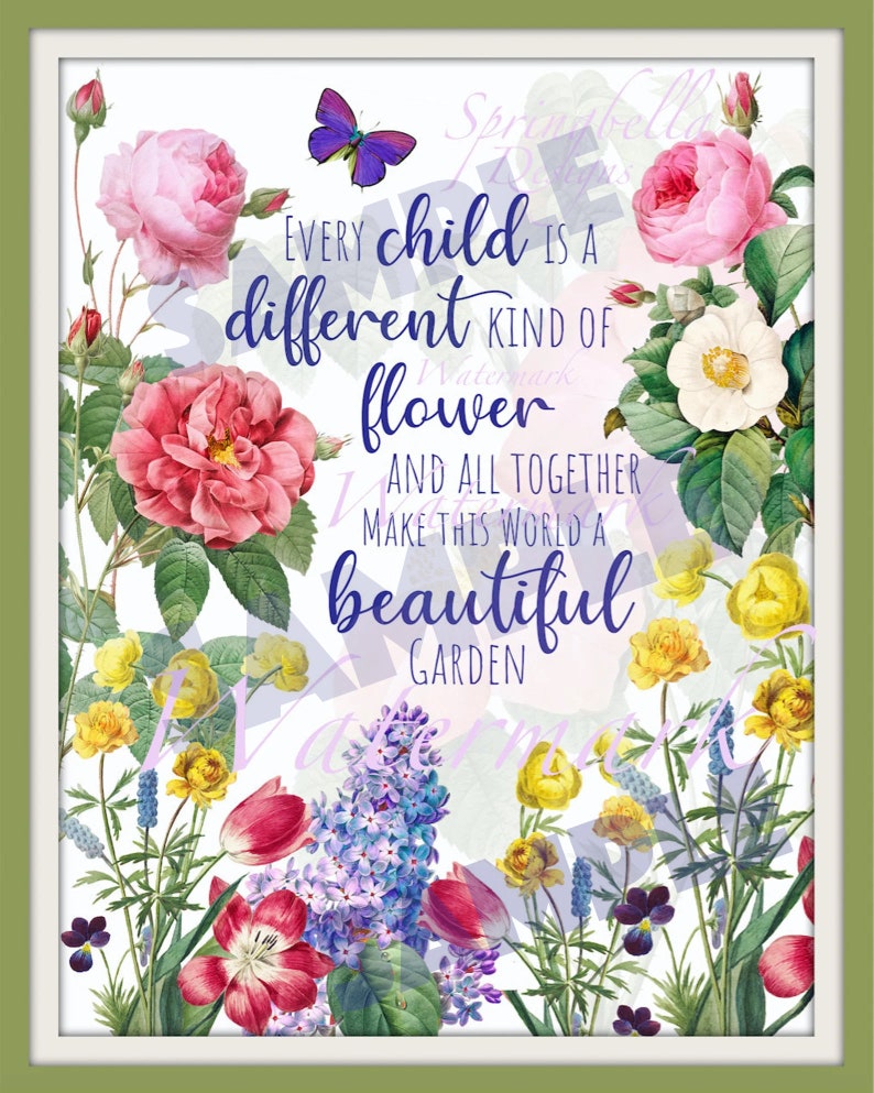 Every CHILD is Like a Different Kind of FLOWER Inspirational Etsy