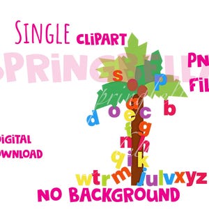 Chicka Boom Clipart, Alphabet Coconut Tree PNG (Digital Download)