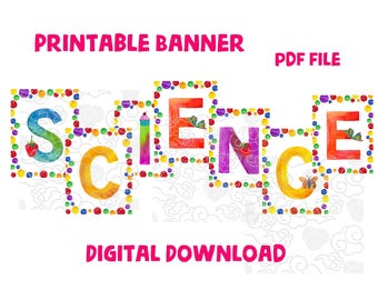 The Very Hungry Caterpillar Printable SCIENCE Banner PDF File Digital Download