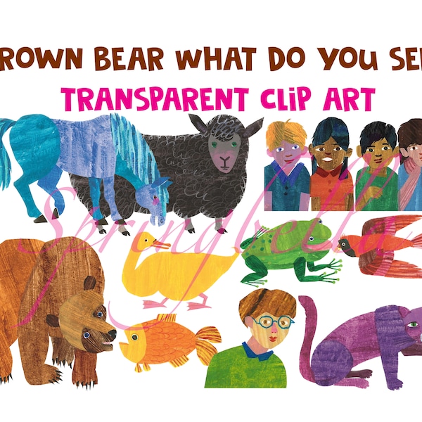 Brown Bear What do You See Clipart PNG Transparent Digital Download