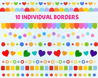 Colorful Borders 10 individual PNG Files Digital Download