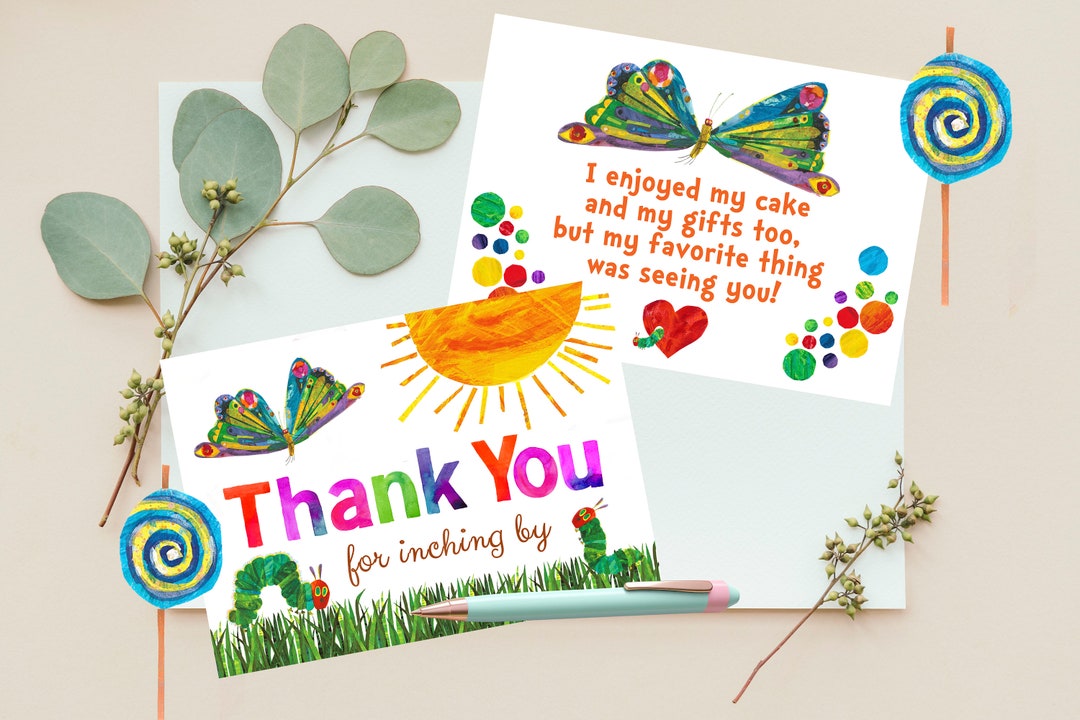 The Very Hungry Caterpillar Printable Birthday Thank You Card Digital