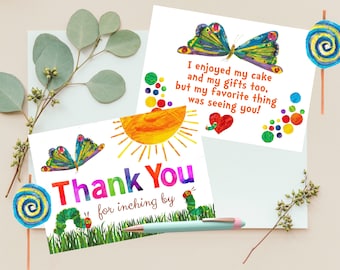 The Very Hungry Caterpillar Printable Birthday Thank You Card Digital Download