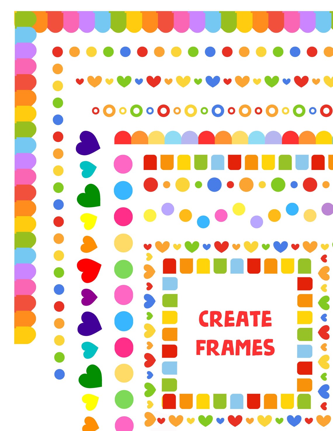 Colorful Borders 10 Individual PNG Files Digital Download - Etsy