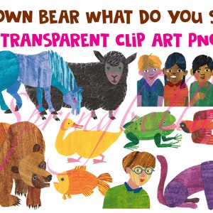 Brown Bear What Do You See Clipart Set PNG No Background Digital ...