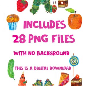 The Very Hungry Caterpillar Clipart Set Bundle PNG Files Printable ...