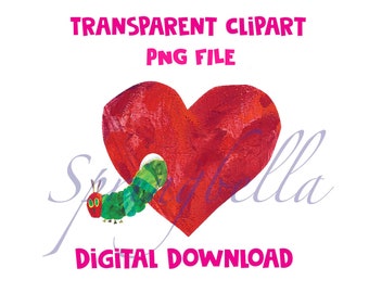 The Very Hungry Caterpillar Heart Single PNG Transparent Digital Download