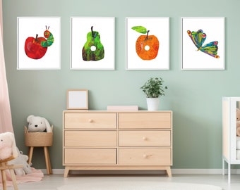 Hongerige rups kinderkunstprints: set van vier (digitale download)