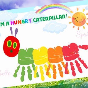 Caterpillar Handprint or Watercolor Printable Art Digital Download