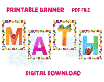 The Very Hungry Caterpillar Printable MATH Banner PDF File Digital Download