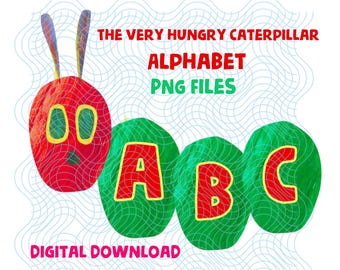 The Very Hungry Caterpillar Alphabet Letters Clipart Set Classroom Decor PNG Digital Download