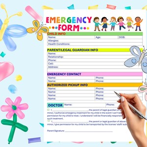 Notfallkontaktformular für Kitas, Schulen und Kinderbetreuungseinrichtungen – digitaler Download als druckbare PDF-Datei Bild 2