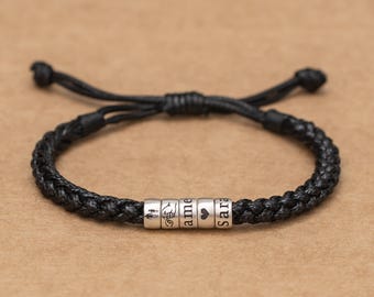 Bracciale regolabile personalizzato da uomo, braccialetto personalizzato con nome per bambini per mamma, braccialetto per papà, regalo di Natale per la festa del papà per figlio, marito, fidanzato