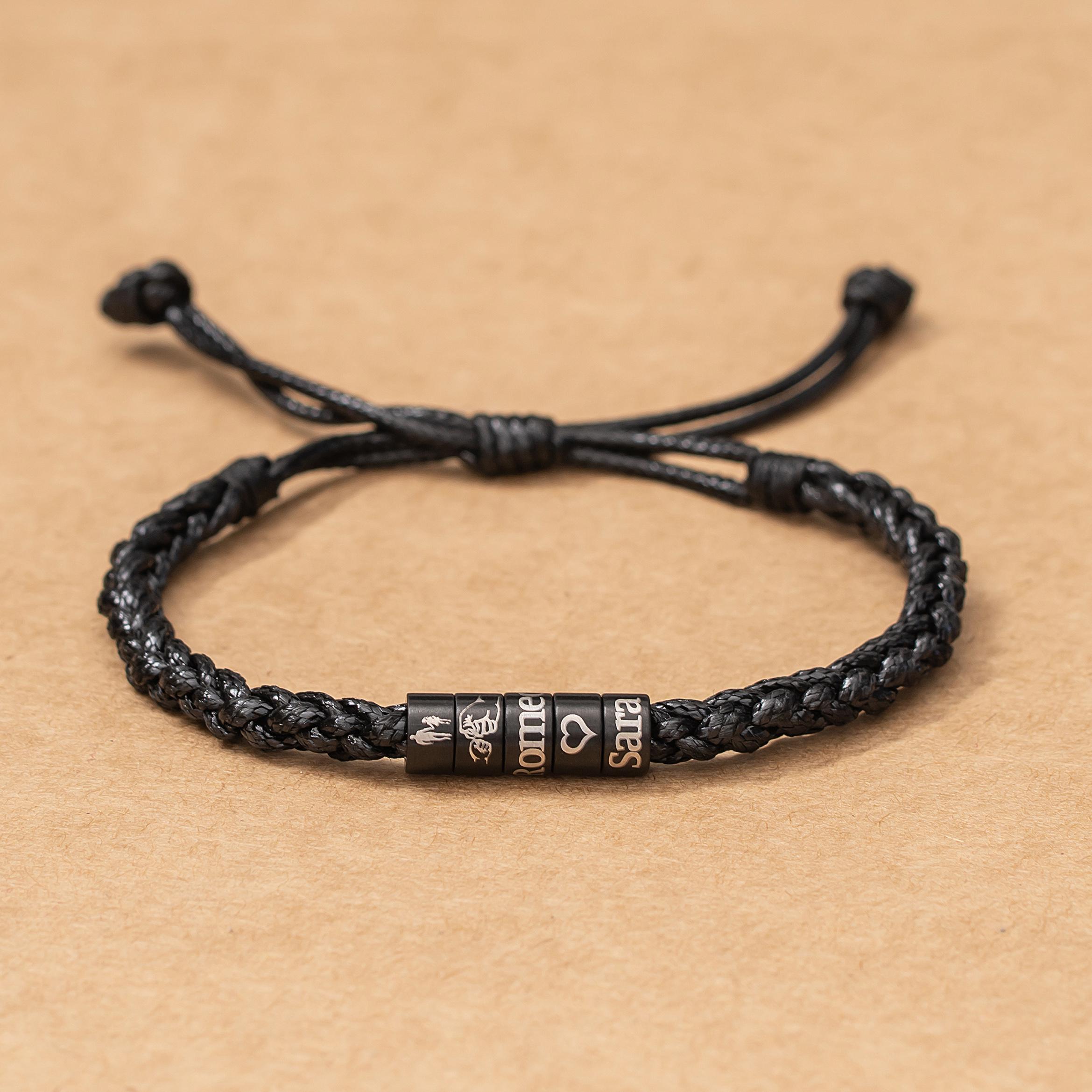 Personalized Leather Name Bracelet: Sterling Silver & Gold Bead, Adjustable