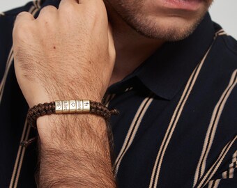 Bracciale Uomo Con Nomi Figli Bracciale Uomo In Pelle Finta Personalizzabile - Ideale Per La Festa Del Papà, Incisione 'Miglior Papà' Bracciale Pelle Marrone