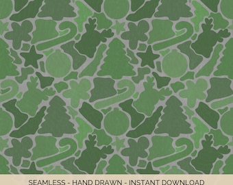 Weihnachten Camouflage Muster: Grün Urlaub Digitales Papier Festlich Camouflage Hintergrund Weihnachten Scrapbooking, Sublimation und Kunsthandwerk