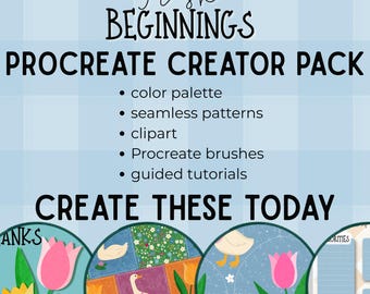 Procreate Starter Kit für Anfänger: Ersteller Pack Pinsel, Clipart- und Farbpaletten-Werkzeuge für Künstler, die nicht wissen, was sie zeichnen sollen