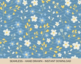 Kornblumen Blau Floral Muster: Wildblumen Muster (Digitaler Download)