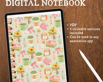 Digitales Herbst-Notizbuch für iPad | Gemütliches Notizbuch im Herbst-Design mit verlinkten Registerkarten | GoodNotes/Notability-PDF | Digitales Tagebuch mit 6 Abschnitten