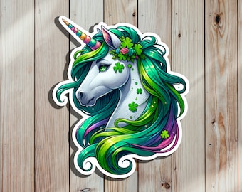 St Patrick's Day Unicorn Sticker, Matte Vinyl, Cute Sticker For Water Bottles, Laptops, Gifts etc.