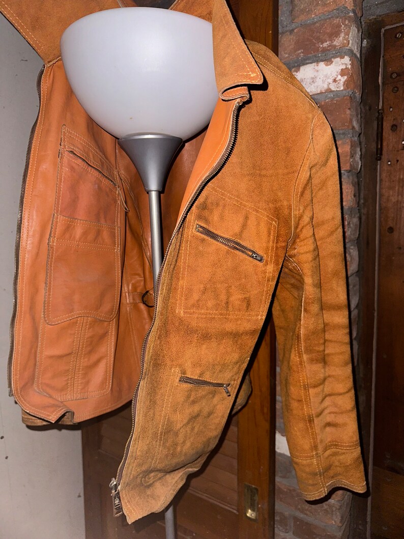 Vintage 1970s Era Mens Fully Reversible Medium Leather Jacket image 7