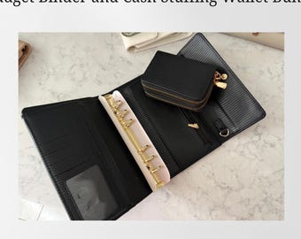 Budget Binder Wallet Bundle | Cash Envelope Wallet & Laminated Cash Stuffing System for Budgeting | Savings Tracker