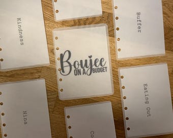 Boujee on a Budget Dashboard A6 A7 | Budget Binder Insert | Cash Stuffing Dashboard | Boho Budgeting | Planner Dashboard | Savings Binder