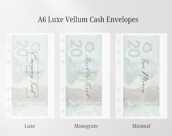 Personalized A6 Vellum Cash Envelopes | Monogram Budget Binder System