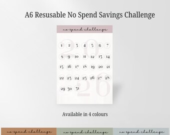 A6 Reusable No Spend Savings Challenge | Cash Stuffing Budget Binder Tracker