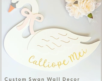 Welcome New Baby Girl Gift Personalized Nursery Name Sign Girl Baby Shower Gift Nursery Decor Little Girl Swan Painting Custom Ballet Gift