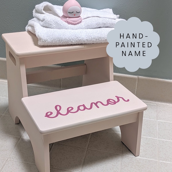 Personalized Step Stool Kid Double Step Bathroom Stool Wooden Custom Toddler Name Gift for Niece Birthday Gift for Goddaughter Twin Gift