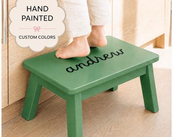 Personalized Step Stool Boy Toddler Custom Step Stool Baby Stool for Kid Wood Stool With Name Baby Stool Name Green Step Stool Custom Name
