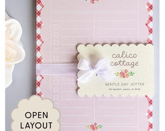 Blush Pink Notepad Floral Daily Planner Notepad Scalloped Desk Note Pad Plaid Tear Off Page Cute Stationery Gift Plaid Notepad Scallop Pink