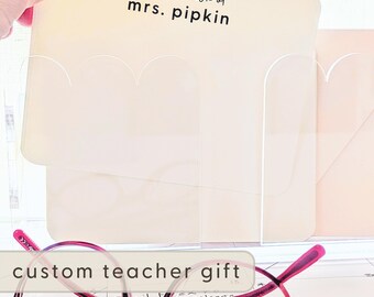 Custom Teacher Gift Personalized Stationery Set Custom Name Flat Card Elegant Letter Writing Set Thank You Gift Set Elementary Teacher Tote