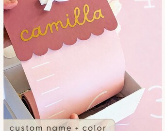 Personalized Wall Height Tracker Canvas Growth Chart Toddler Birthday Gift Girl Measurement Chart Kid Pink Wall Ruler Height Tracker Custom