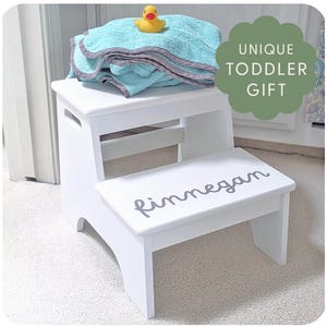 Personalized Double Step Stool Custom Wooden Toddler Gift