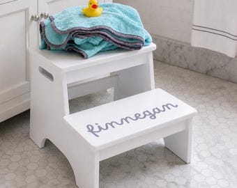 Double Step Stool Kid Step Stool Name Kid Personalized Step Stool Toddler Stool Wood Bathroom Step Stool Toddler White Toddler Gift Boy