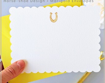 St Patricks Day Card Horse Shoe Stationery St Patricks Card Gift Set Card Flat Stationery Set Blush Pink Envelope Yellow Stationery Gift Set