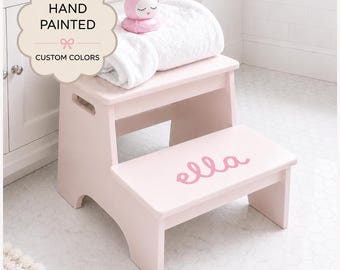 Personalized Step Stool Toddler Step Stool With Name Kid Step Stool Pink Double Step Stool Kid Potty Stool Pink Stool Girl Toddler Stool Kid