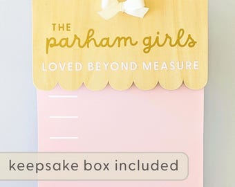 Toddler Height Chart Growth Ladder Wall Mounted Height Measurer Kids Height Canvas Growth Chart Girl Room Fabric Scalloped Growth Chart Pink