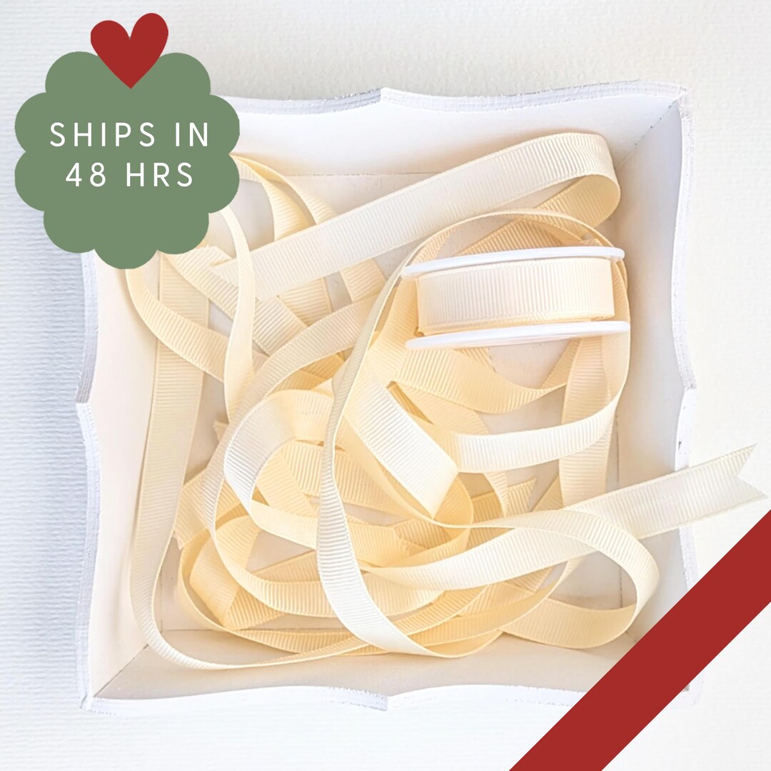 Ivory White Ribbon Ivory Ribbon Spool 0.5 Inch Cotton Ribbon Holiday Gift Wrap White ...