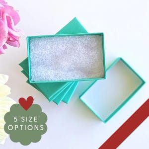 Caja de regalo con logotipo, caja de regalo pequeña verde azulado, caja de cartón rellena de algodón, caja de joyería pequeña turquesa verde azulado, caja de regalo pequeña, caja dorada personalizada